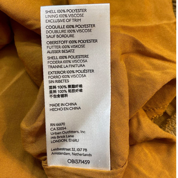 Anthropologie Women’s Sz 12 Ruched Tiered Midi Pleated Satin Slip Dress Gold NEW - Picture 12 of 12